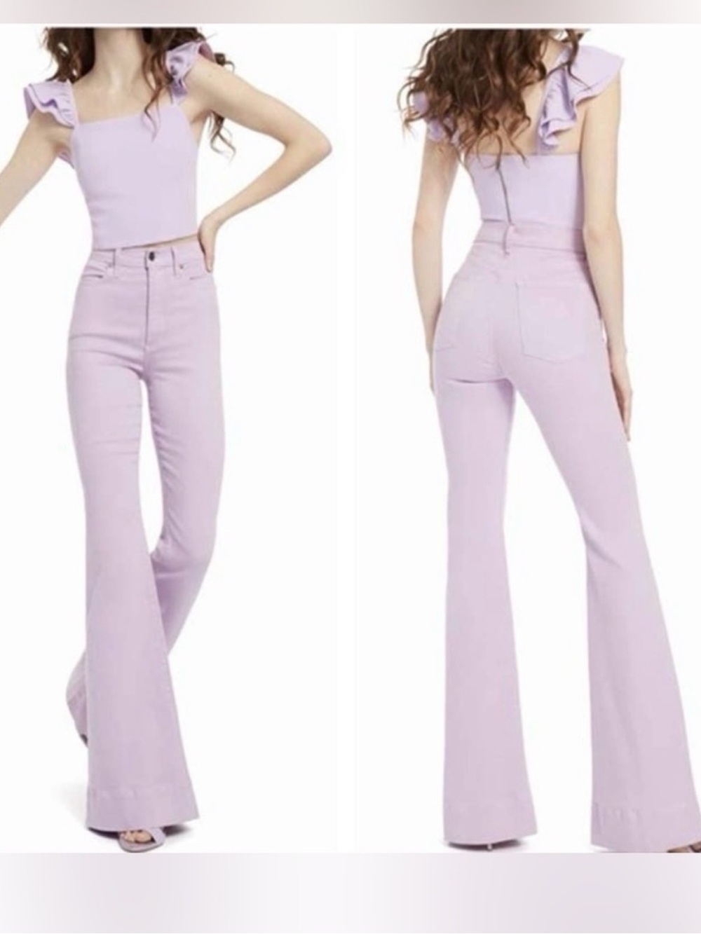 Alice and Olivia High-Rise Flared Jeans in Orchid